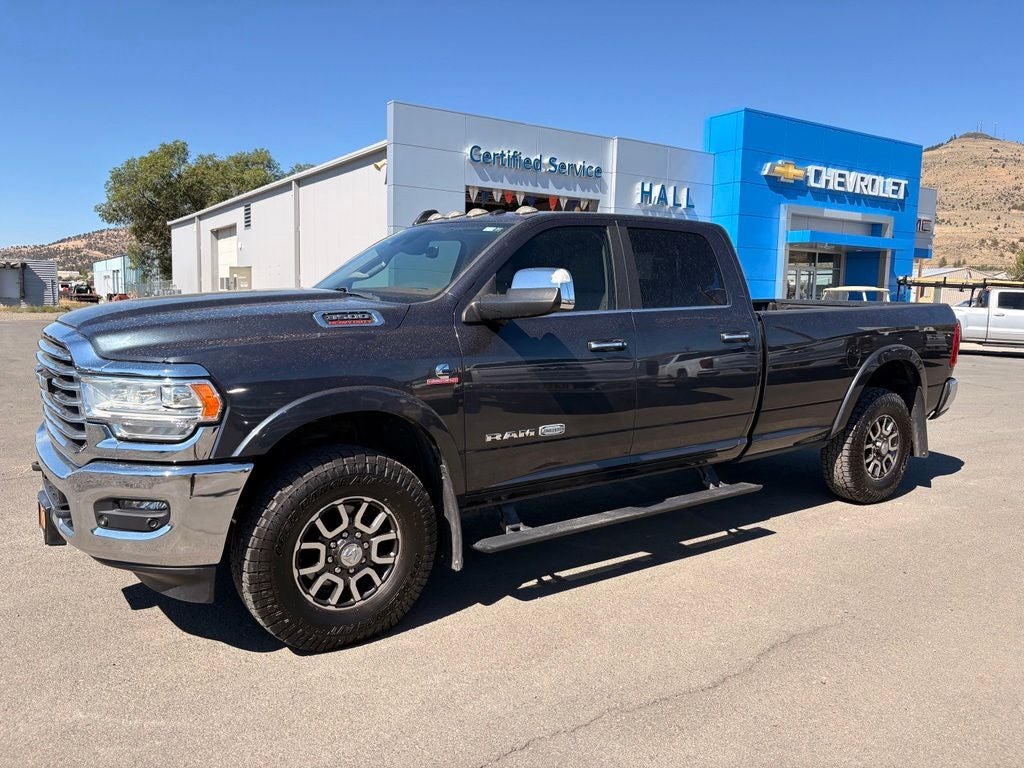2020 RAM 3500 Laramie Longhorn in Maximum Steel Metallic Clearcoat — front three-quarter view