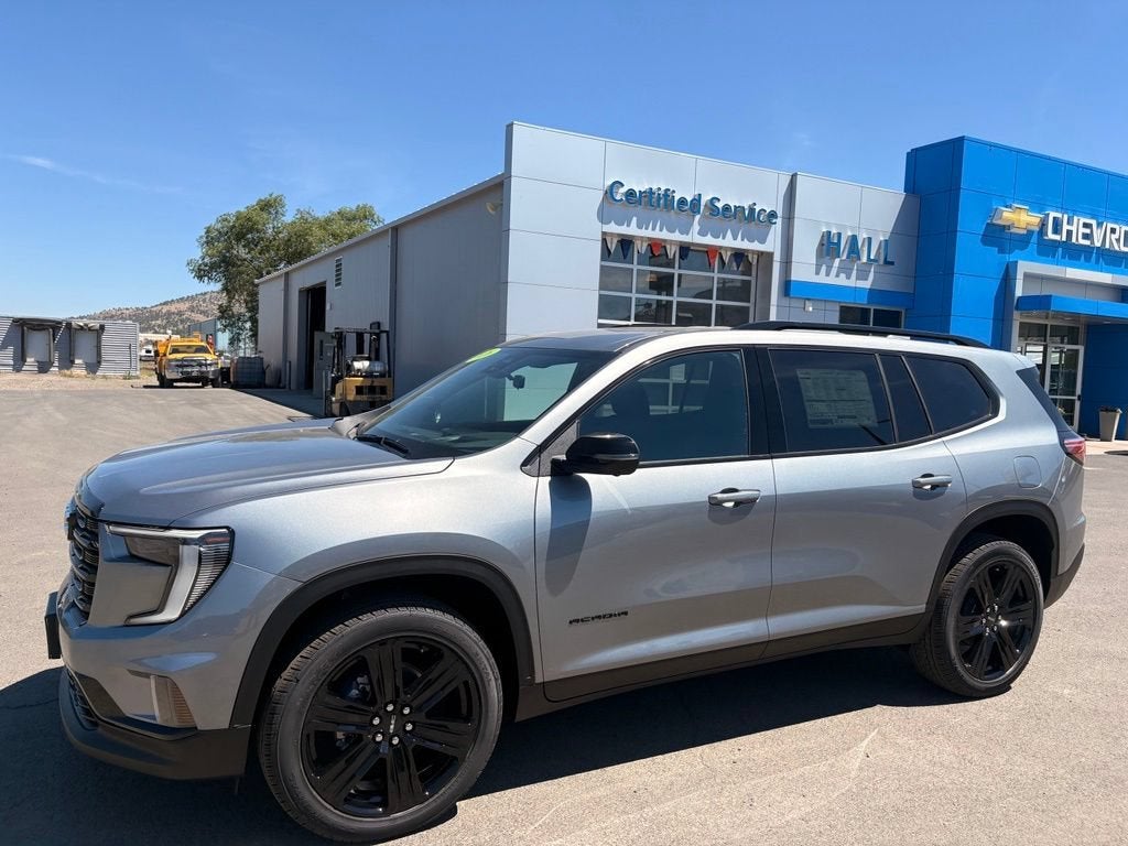 2026 GMC Acadia Elevation in Sterling Metallic — front three-quarter view