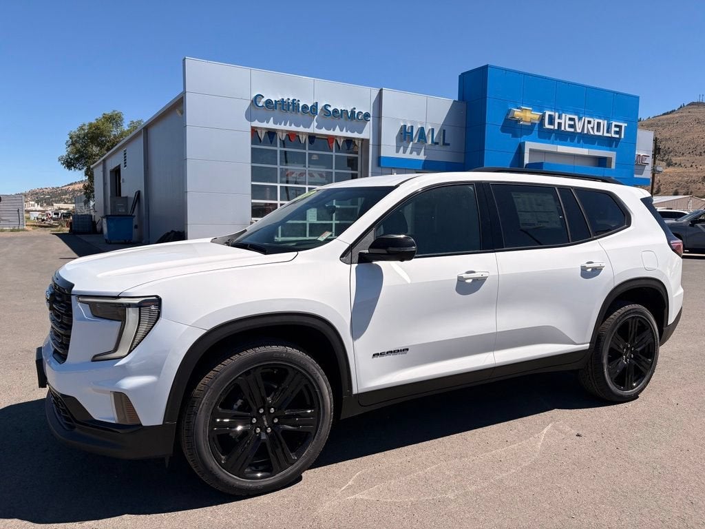 2026 GMC Acadia Elevation in Summit White — front three-quarter view